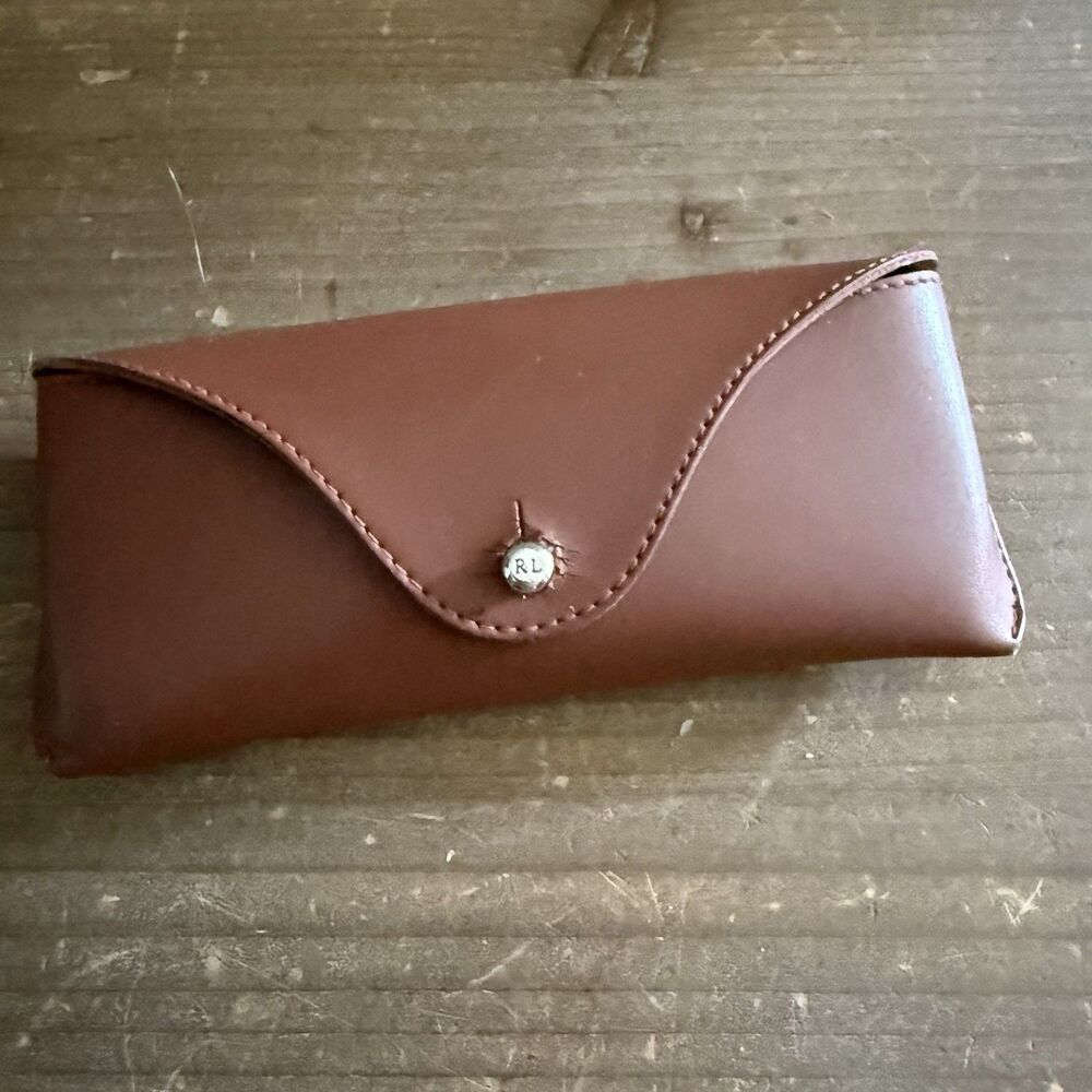 Ralph Lauren Genuine Leather Case For Glasses In Brown Made In Italy
